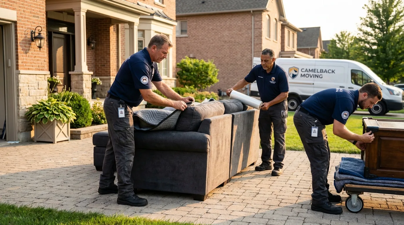 Large estate moving crew wrapping furniture in Worden, IL